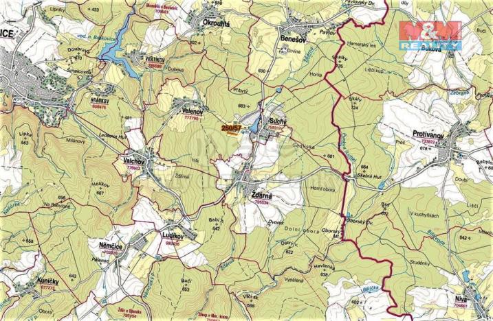 Prodej trvalého travního porostu, Velenov, 2885 m2