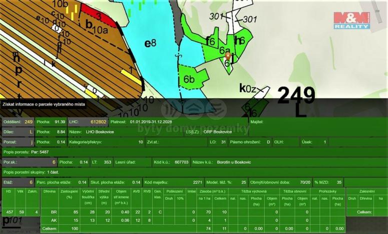 Prodej lesa, Borotín, 1374 m2