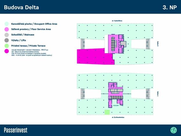 Pronájem kanceláře, Praha - Michle, Za Brumlovkou, 599 m2