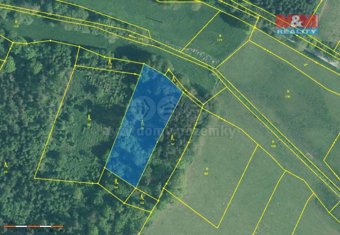 Prodej lesa, Kváskovice, 3555 m2