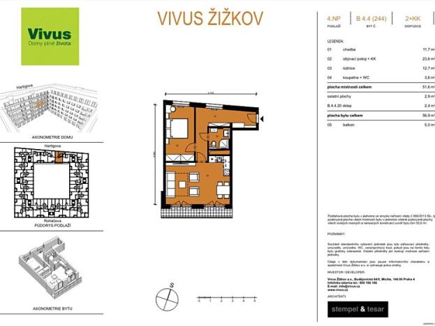 Prodej bytu 2+kk, Praha - Žižkov, Hartigova, 57 m2