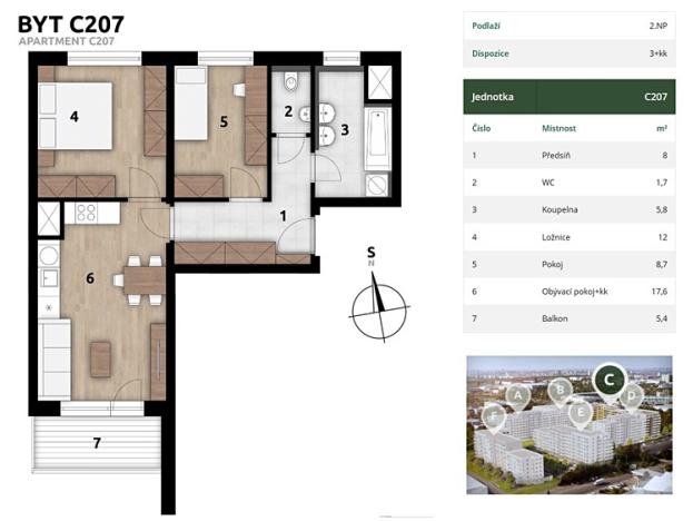 Prodej bytu 3+kk, Praha - Hostivař, U Továren, 57 m2