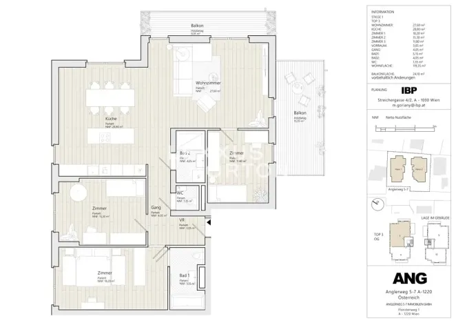 Prodej bytu 4+kk, Vídeň, Rakousko, Anglerweg, 116 m2