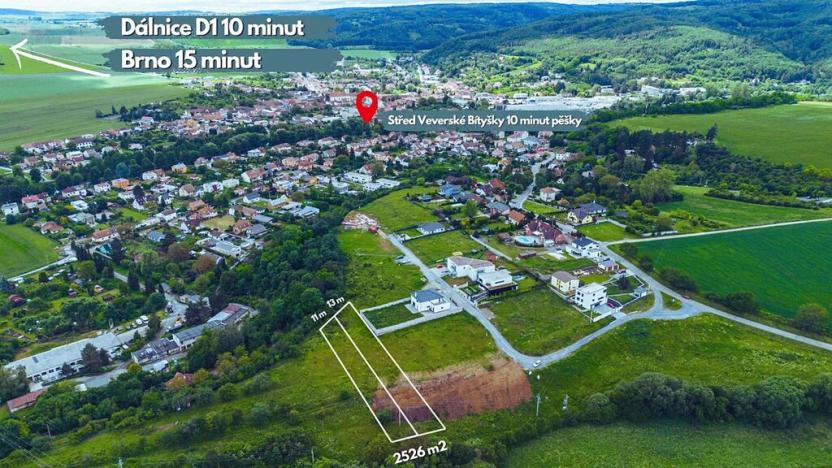 Prodej pozemku pro bydlení, Veverská Bítýška, Tišnovská, 2526 m2