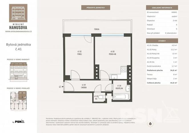 Prodej bytu 2+kk, Praha - Michle, Hanusova, 35 m2