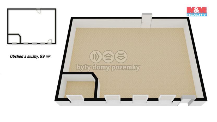 Pronájem obchodního prostoru, Valašské Meziříčí, Náměstí, 99 m2