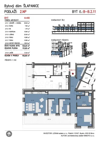 Prodej bytu 4+kk, Šlapanice, 132 m2
