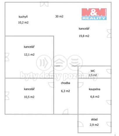 Pronájem kanceláře, Tehovec, 71 m2
