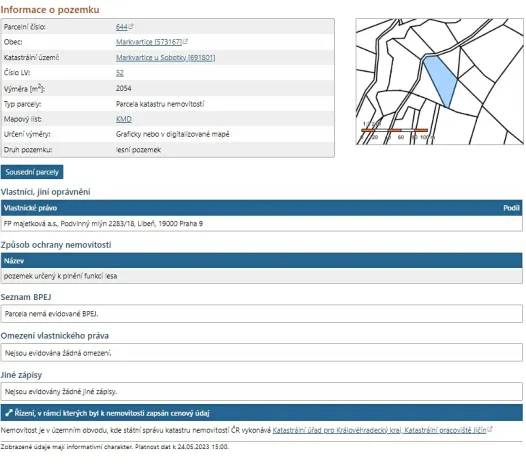 Prodej lesa, Markvartice, 3244 m2