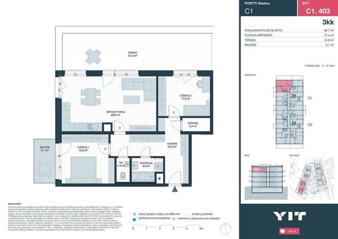 Prodej bytu 3+kk, Kladno, Ke stadionu, 76 m2
