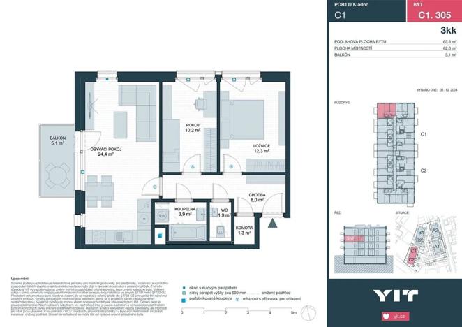 Prodej bytu 3+kk, Kladno, Ke stadionu, 61 m2