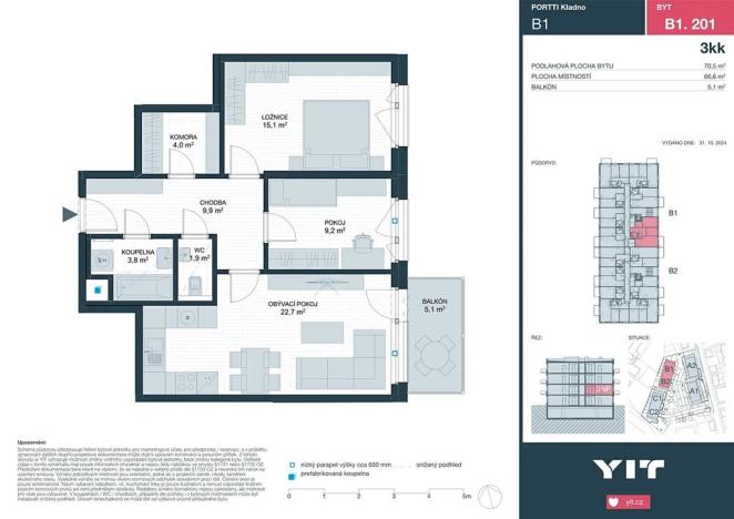 Prodej bytu 3+kk, Kladno, Ke stadionu, 66 m2