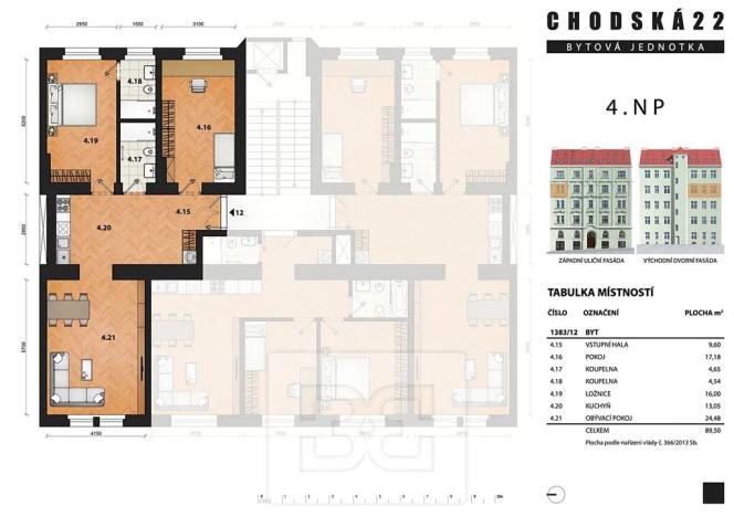 Prodej bytu 3+kk, Praha - Vinohrady, Chodská, 90 m2