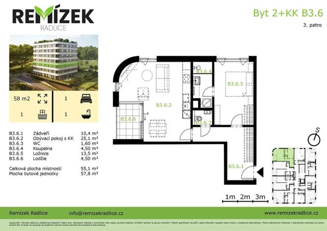 Prodej bytu 2+kk, Praha - Radlice, U Komína, 58 m2
