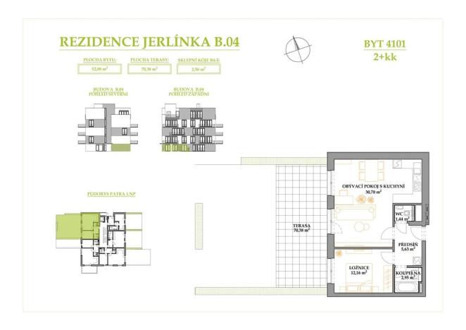 Prodej bytu 2+kk, Brno, Jerlínová, 52 m2