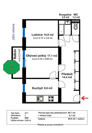 Prodej bytu 2+1, Plzeň, Ořechová, 68 m2