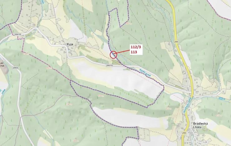 Dražba lesa, Kyje, 1098 m2