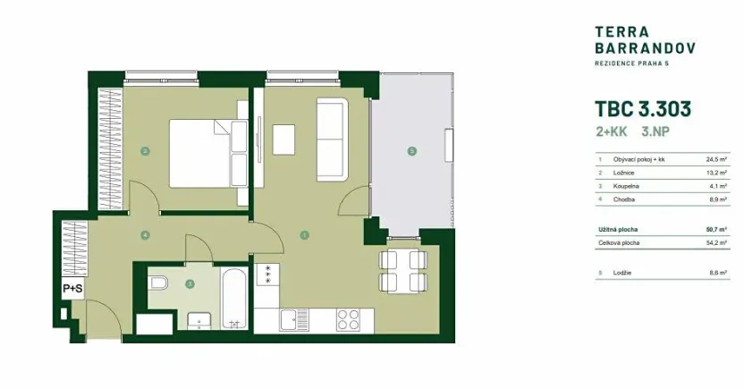 Prodej bytu 2+kk, Praha - Hlubočepy, Silurská, 54 m2