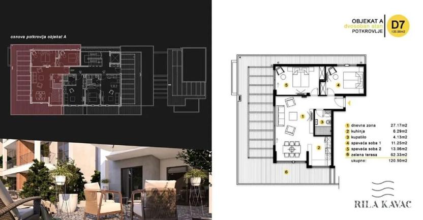 Prodej bytu 2+kk, Кавач, Černá Hora, 33 m2