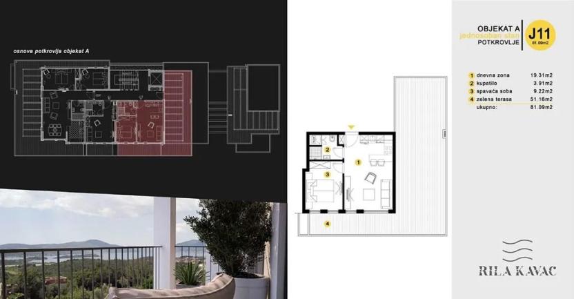 Prodej bytu 2+kk, Кавач, Černá Hora, 33 m2