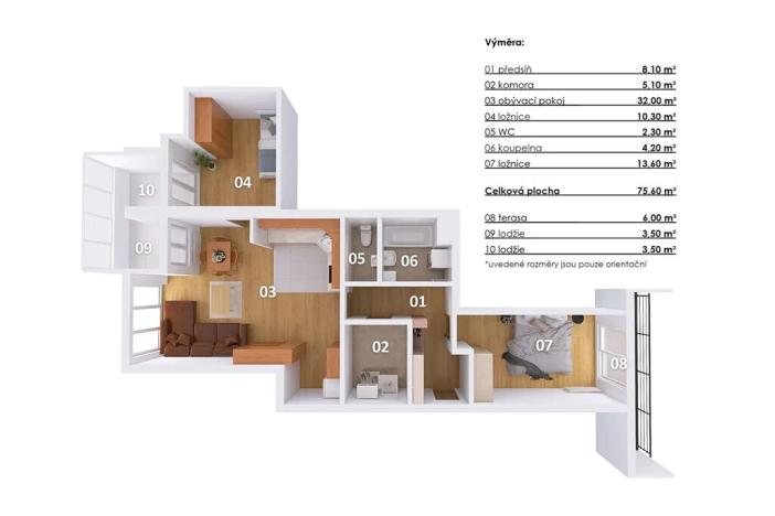 Pronájem bytu 3+kk, Praha - Zbraslav, Elišky Přemyslovny, 75 m2