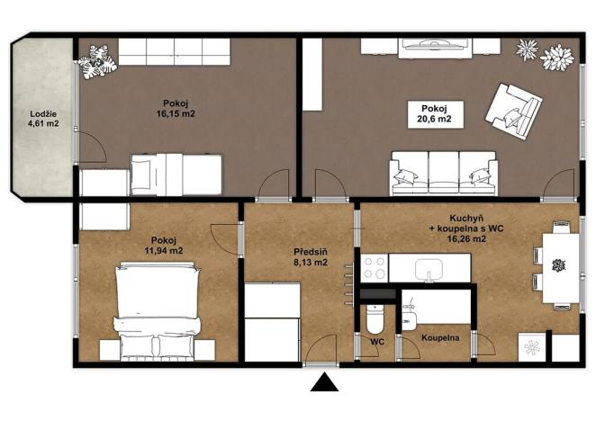 Prodej bytu 3+1, Otrokovice, Obchodní, 76 m2