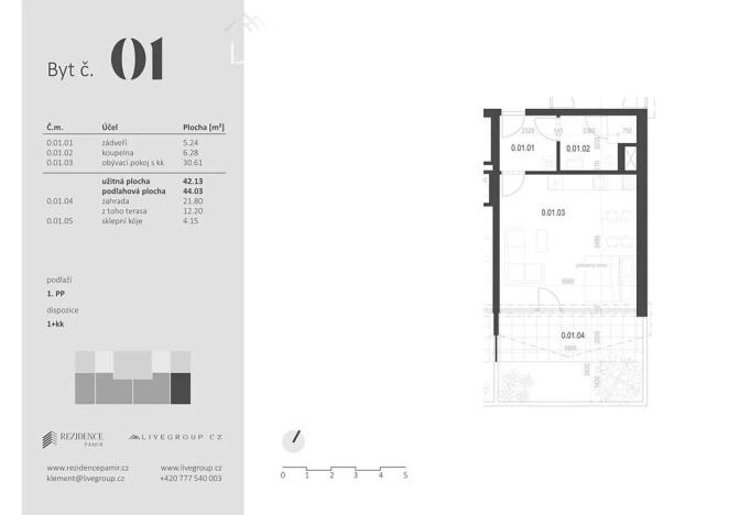 Prodej bytu 1+kk, Zbýšov, čtvrť Padělky, 44 m2