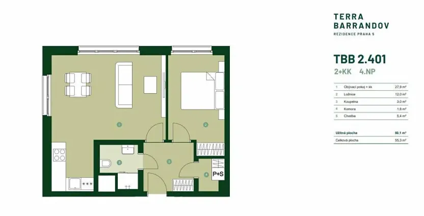 Prodej bytu 2+kk, Praha - Hlubočepy, Silurská, 55 m2