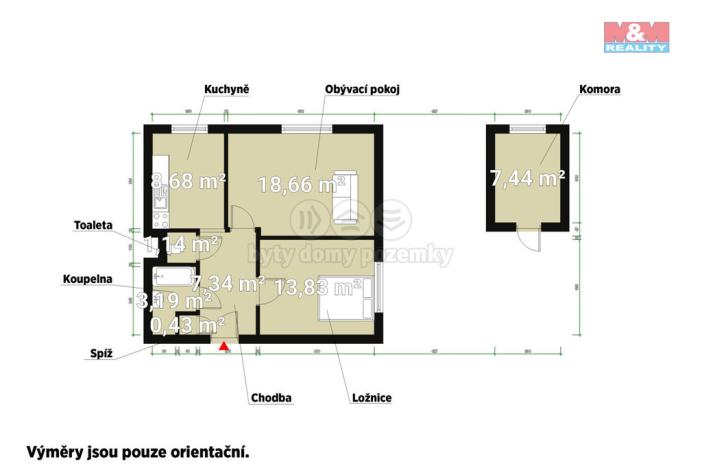 Pronájem bytu 2+1, Červené Poříčí, 60 m2