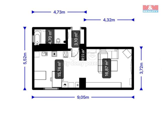 Pronájem bytu 1+1, Horní Slavkov, Dlouhá, 49 m2