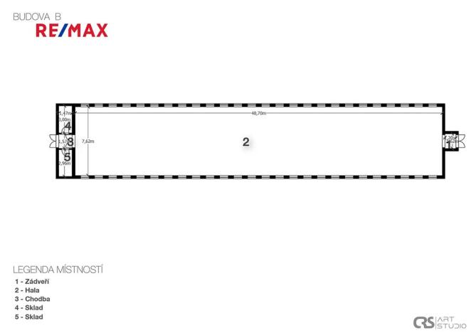 Pronájem skladu, Vranov, 1310 m2