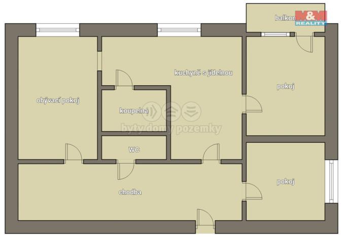 Prodej bytu 3+1, Ledeč nad Sázavou, Marie Majerové, 68 m2