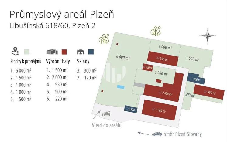 Pronájem skladu, Plzeň, Libušínská, 8000 m2
