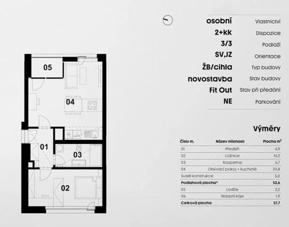 Prodej bytu 2+kk, Praha - Vršovice, Omská, 52 m2