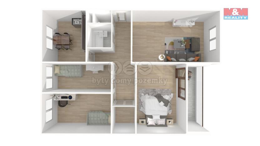 Prodej bytu 4+1, Spálené Poříčí, Zámecká, 83 m2