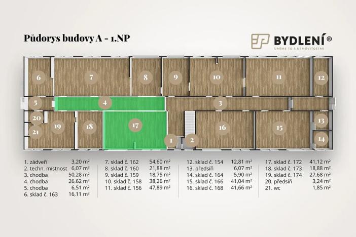 Pronájem kanceláře, Teplice, Tolstého, 2109 m2