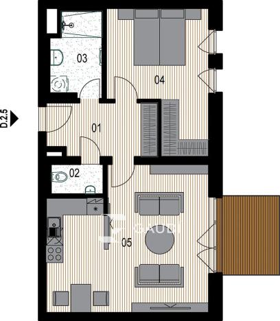 Prodej bytu 2+kk, Praha - Hrdlořezy, Mezitraťová, 60 m2