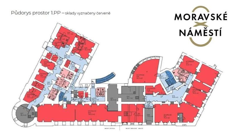 Pronájem skladu, Brno, Moravské náměstí, 339 m2