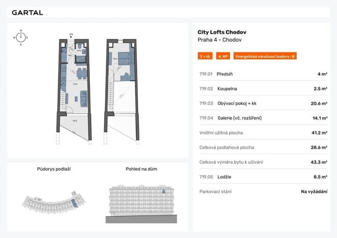 Prodej bytu 2+kk, Praha - Chodov, Valentova, 43 m2