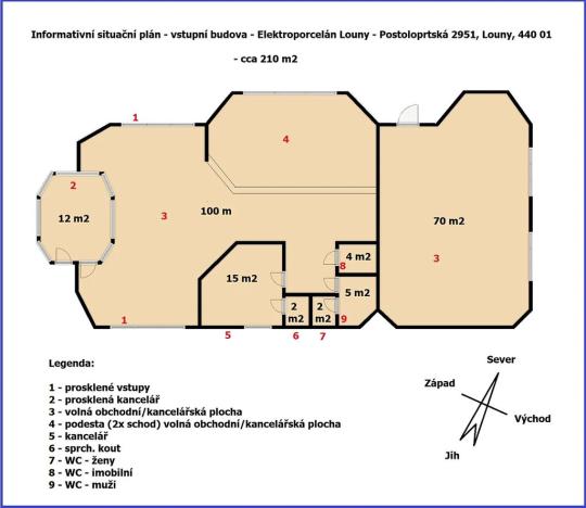 Pronájem obchodního prostoru, Louny, Postoloprtská, 210 m2