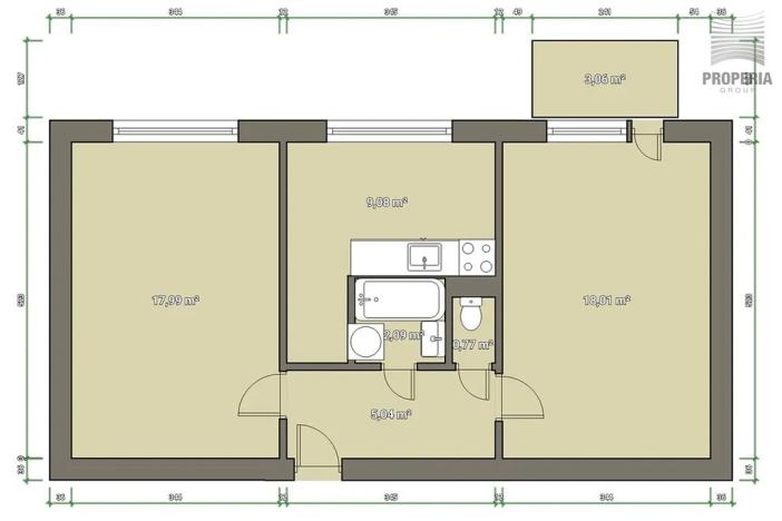 Prodej bytu 2+1, Brno, náměstí SNP, 55 m2