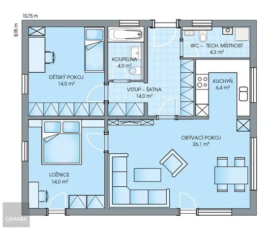 Prodej rodinného domu, Kamenice, 78 m2