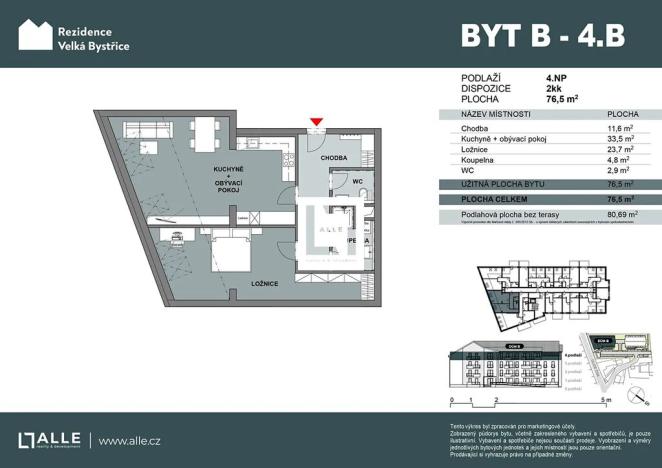 Prodej bytu 2+kk, Velká Bystřice, 77 m2