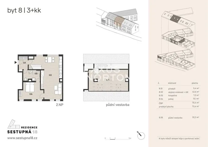 Prodej bytu 3+kk, Praha - Břevnov, Sestupná, 107 m2