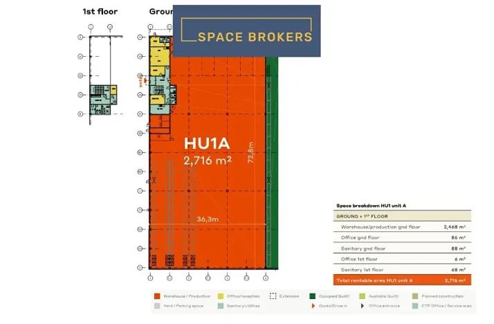 Pronájem skladu, Humpolec, 2468 m2