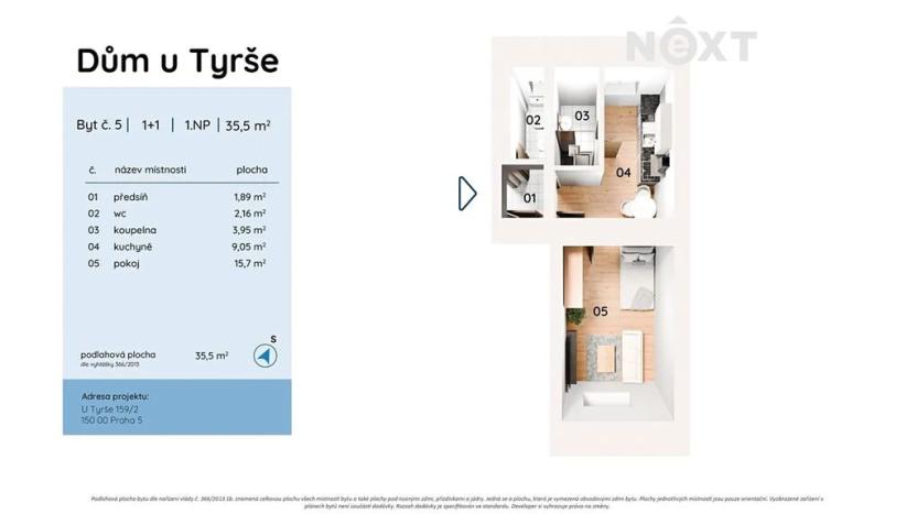 Prodej bytu 1+1, Praha - Košíře, U Tyrše, 36 m2