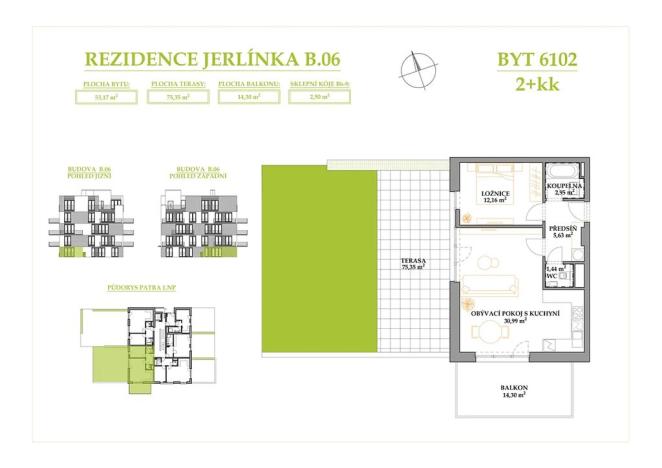 Prodej bytu 2+kk, Brno, Jerlínová, 53 m2