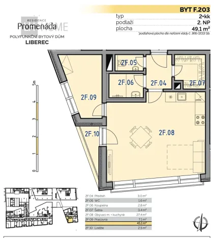 Prodej bytu 2+kk, Liberec, 49 m2