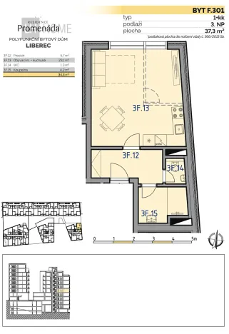 Prodej bytu 1+kk, Liberec, 37 m2