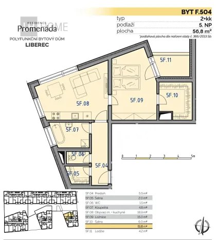 Prodej bytu 2+kk, Liberec, 55 m2